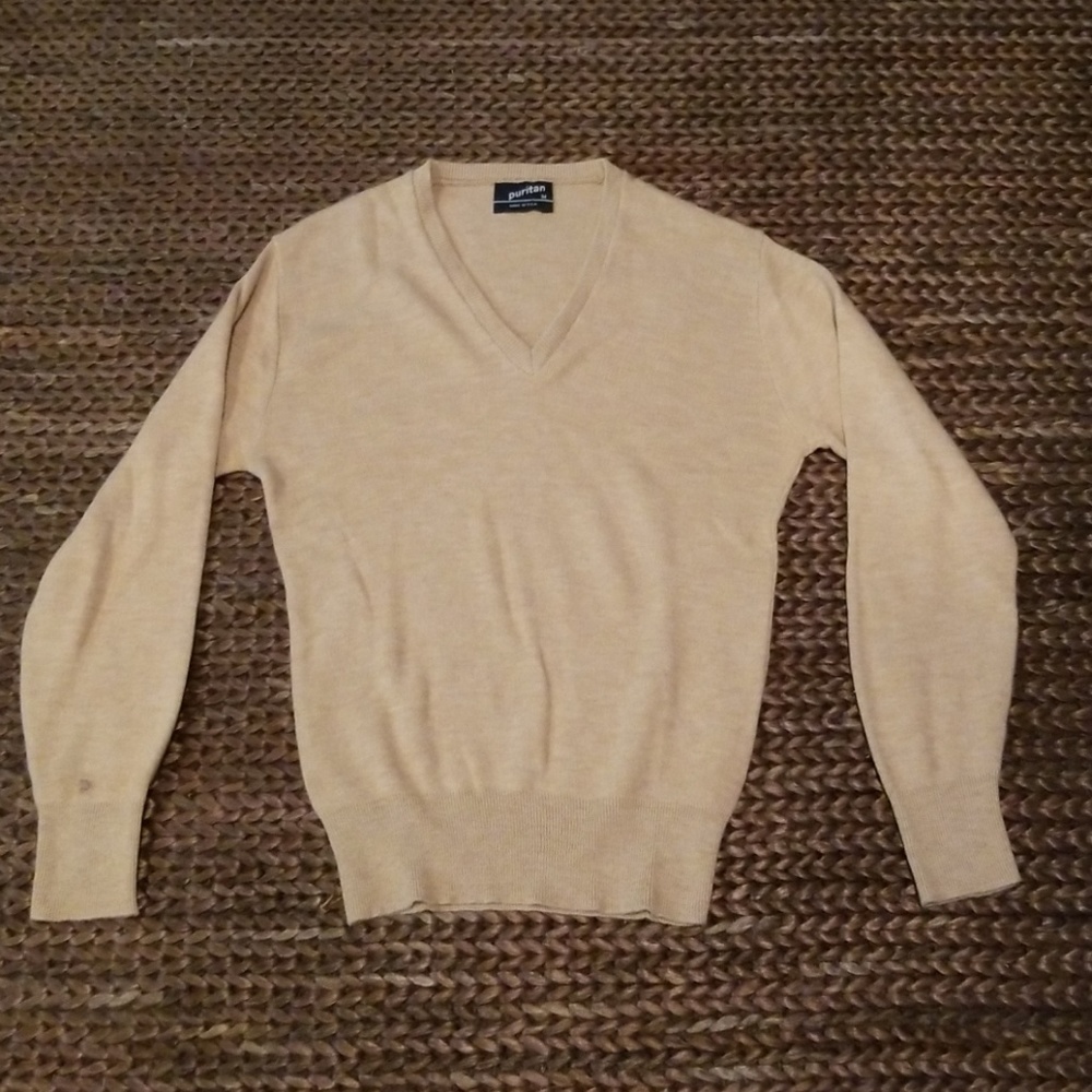 V-neck Tan Sweater